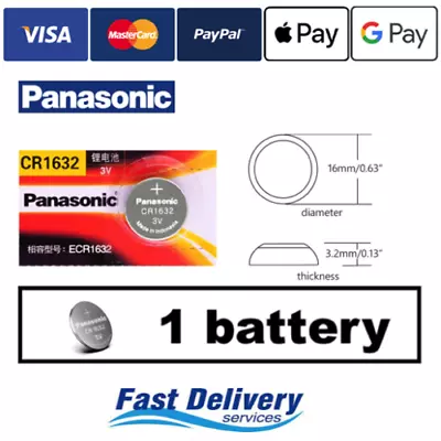 PANASONIC Battery CR1632 BR1632 1632 Lithium 3V Button Coin Cell Battery 1pcs • $4.94