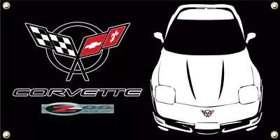 Big Banner Corvette C5 ZO6  405 HP  Silhouette Sign Poster Racing 4'x2' • $63.98