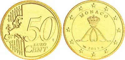 Monaco 50 Cent Currency Coin 2013 IN Münzkapsel. Rare Year 57630 • $56.67