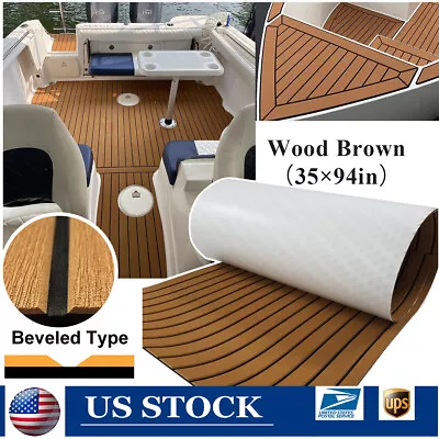 Wood Brown Boat Flooring EVA Foam Marine Faux Teak Decking Mats  Self-adhesive • $53.99