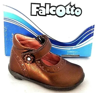 Naturino Falcotto Bronze Leather Flat Infant Girls Shoes Uk Infant 2 - Eur 18 • £19.95