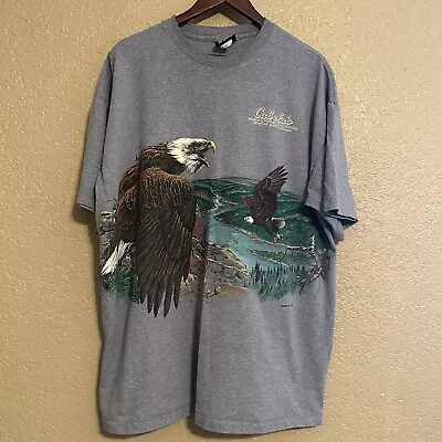 Vintage 90s Habitat Bald Eagle Cabelas Double Sided Single Stitch Shirt Size 2XL • $29.99