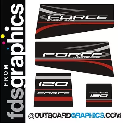 Mercury Force 120hp Outboard Engine Decals/sticker Kit - Black • $57.26