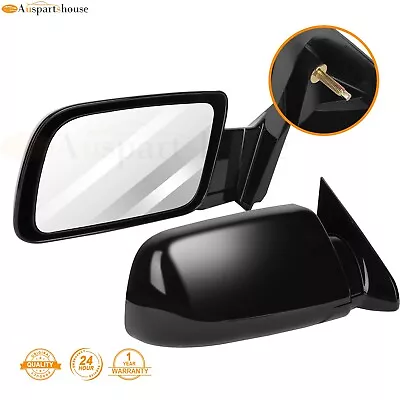 Pair Manual Fold Black Side View Mirrors For 1988-1998 GMC Chevy Pickup Truck • $47.96