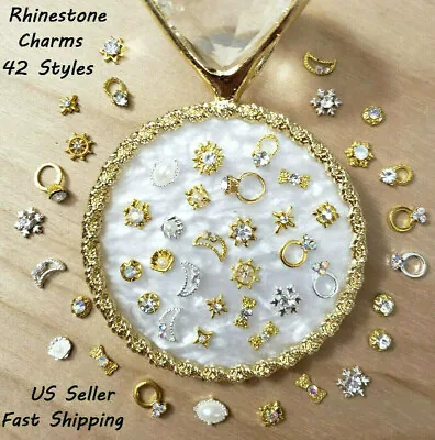 10/20Pcs 42 New 3D Nail Art Gold Metal Rhinestones Pearl Ring Bow Ribbon Charms • $1.45