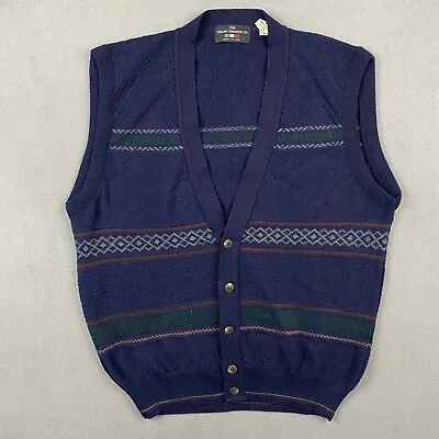 The Italian Sweater Co Sweater Vest Mens M Cardigan Grandpa Wool Blend Italy VTG • $23.91