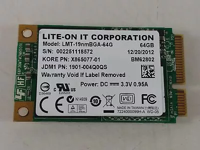 Liteon BM62802 LMT19NMBGA-64G 64 GB MSATA 1.8 In SSD • $10.99