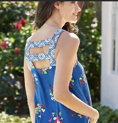 Matilda Jane Women Medium Blue Perfectly Polished Floral Rayon Sundress  • $21.70