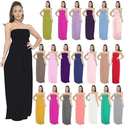 £8.99 • Buy New Womens Plus Size Boobtube Strapless Ladies Printed Long Sheering Maxi Dress