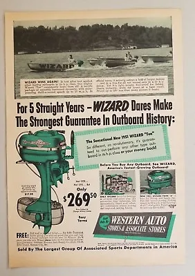 1951 Print Ad New Wizard Ten Outboard Motors Western Auto Stores  • $13.53