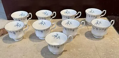 Set Of 3 Vintage Royal Albert Blue Floral Memory Lane Bone China Tea Cups • $28.11