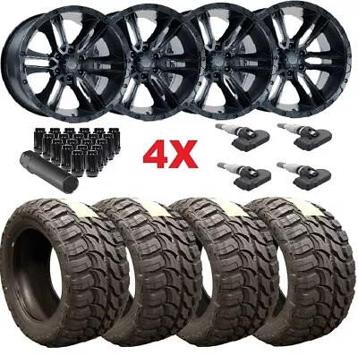 20 Black Wheels Rims 33 12.50 20 Tires Mt Mud Terrain Package Set • $2295