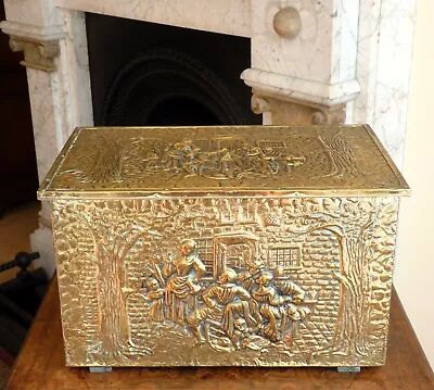 Brass Coal Log Box Chest Vintage • £44.99