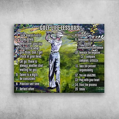Golf Man Golf Poster - Golf Life Lessons Luck Doesn't Exist Slow Down Redi... • $19.52
