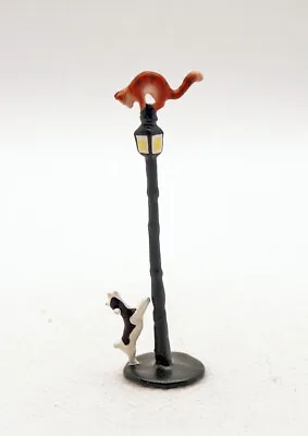 J Carlton By Gault French Miniature Figurine Dog Chasing Cat & Paris Street Lamp • $44.99