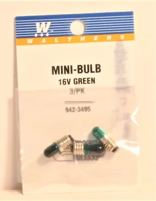 Walthers 942-3495 Life-Like 3 Pack GREEN Miniature Screw Base 16 Volt Light Bulb • $5.77