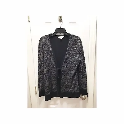 Exclusively MISOOK Womens Dressy Cardigan Black & Silver Floral Size XS Evening • $19.98