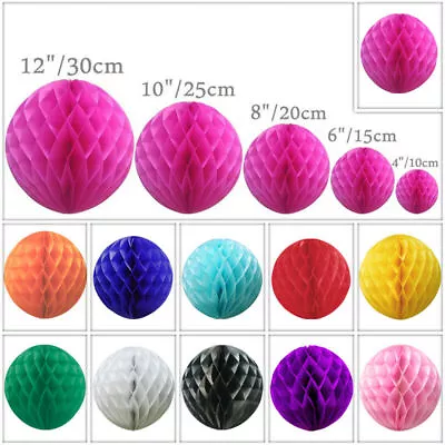 TtS 1 5 10 Paper Honeycomb Balls Lantern Pompoms Wedding Decoration Multicolour • £3.35