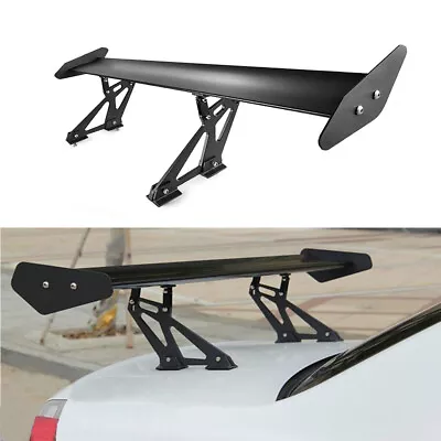 Black Aluminum Adjustable GT Double Deck F1 Style Trunk Spoiler Wing • $71.95