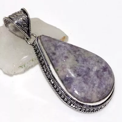 925 Silver Plated-Lepidolite Ethnic Vintage Gemstone Pendant Jewelry 2.5  JW • $3