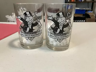 VTG Lot Of 2-1996-1997 McDonald’s Monopoly Glass Cup Rich Uncle Pennybags • $6