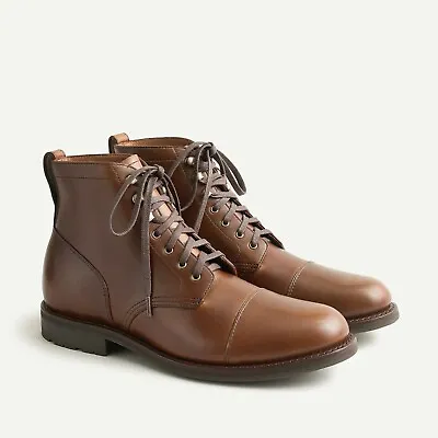 J. Crew Mens Kenton Leather Cap Toe Boots Brown Tobacco Sz 10 (org $298) NIB • $174.97