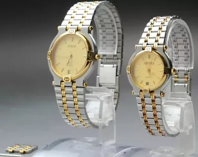 [Near MINT] Vintage GUCCI 9000M 9000L Gold Two Tone Qz Mens Ladies Pair Watch • $459.90