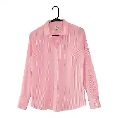 J. Crew Women's Haberdashery Button Up Blouse Pink White Striped Shirt Small • $15