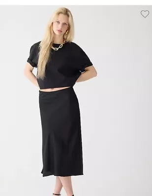 J. Crew Gywneth Slip Pull On Skirt Black Sz M Midi • $32