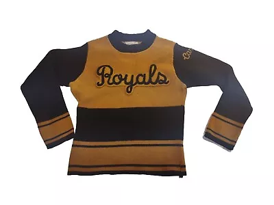 Vintage 1940's Lasley Knitting Wool Sweater Royals Small Black Gold Carolee • $59.99