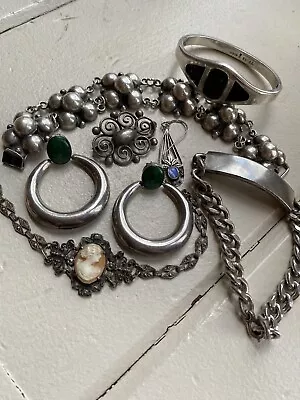 Lot Of Vintage & Antique Sterling Silver Jewelry Mexican Danish Etc 141.64 G • $95