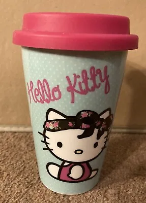 Hello Kitty Ceramic Travel Mug Double Wall Tea / Coffee Cup With Silicone Lid • £5.99
