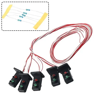 5 Pcs O Scale LED Made Dwarf Signals 2Aspects Green Over Red Wired Resistors • $10.68