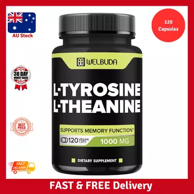 L-Tyrosine Supplement Capsules With L-Theanine 1000mg - 120 Capsules • $37.99