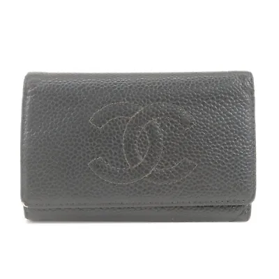 Auth CHANEL 6 Rings Key Case Key Holder Black Caviar Skin A13502 Used • $204.57