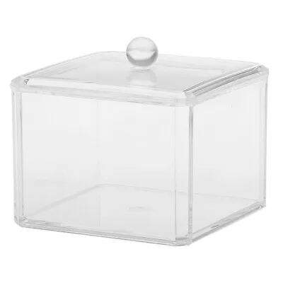 Makeup Organizer Cotton Pads Storage Box Jar Acrylic Square Container Holder UK • £8.99