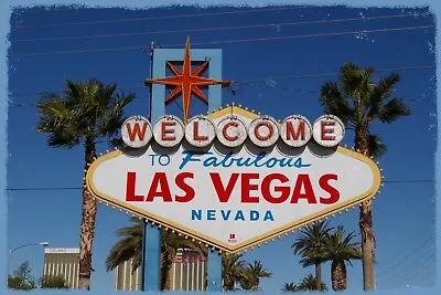 Welcome To Las Vegas Sign Photograph Image On A Metal Sign Plaque • £7.95