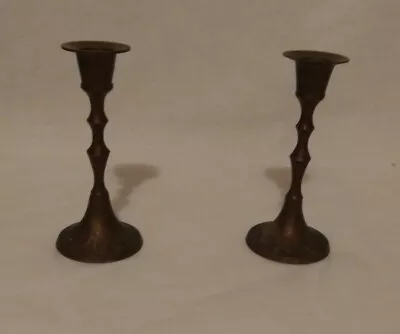 Pair Of 4” Brass 1/4 Diameter Taper Candle Holders For Mini Tapered Candles *GUC • $21.99