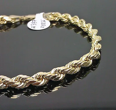 10K Men Yellow Gold Rope Bracelet 5mm 8  Inches Real Gold  • $301.04