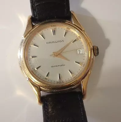 Vintage Hamilton Gold Plate Stainless Back Auto. 25j. Date 35mm Runs • $149.99