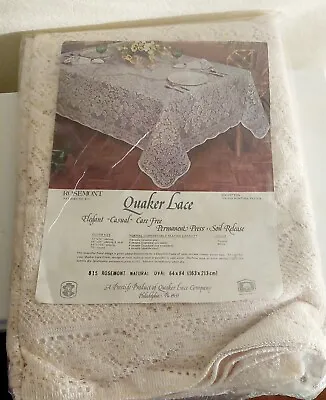 LINENS VINTAGE 815 Rosemont Quaker Lace Natural Oval 64x84 New In Package • $20