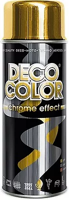 DECO COLOR PACK OF: GOLD CHROME EFFECT METALLIC MIRROR SPRAY PAINT 400ml ART  • £10.49