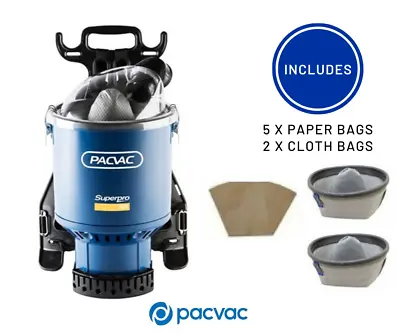 Pacvac Superpro700 Backpack Vacuum Cleaner 2xCloth & 5x Paper Bags VB002SU01A01 • $395