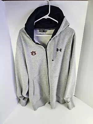 Auburn Gray Hoodie Under Armour Full Zip Up Pocket Sweatshirt XL BCS 2014 Champ • $22