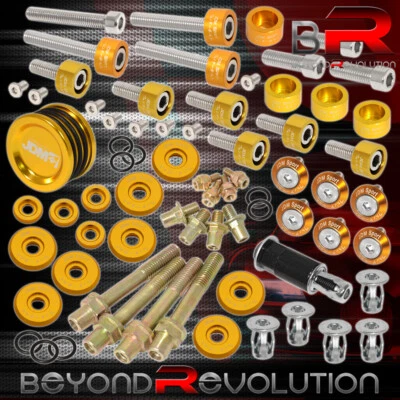 $107.99 • Buy For Honda B16 B18 Header M8 Anchor Fender Valve Washers Bolts + Cam Seal Gold