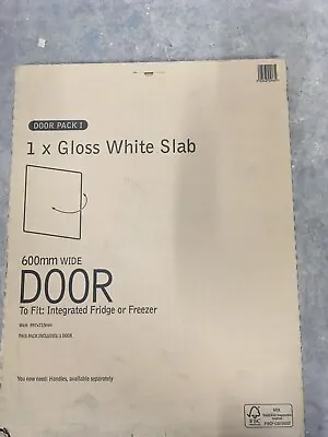 B&Q It Kitchen Door Pack I Gloss White Slab 600mm Wide • £44.99