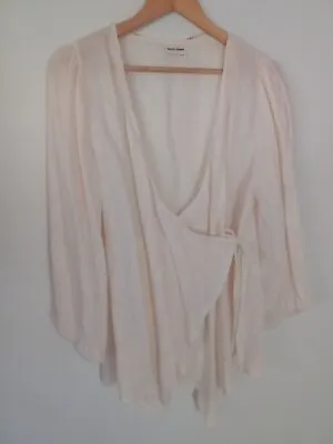 ☄ZULU & ZEPHYR Gorgeous Soft Apricot Linen Tie Blouse 12 Great Condition • $50