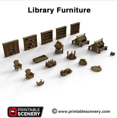 Library Furnitures Tabletop Games RPGs Fantasy Scatter Terrain Props Miniatures • £7
