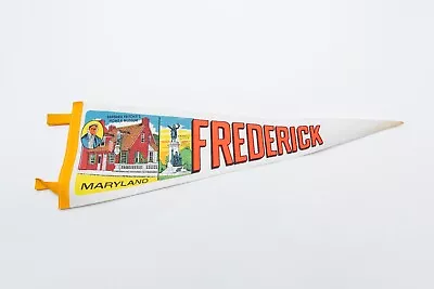 Vintage White Frederick Maryland Landmarks Souvenir Felt Pennant 24  • $12.99