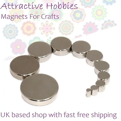 Magnet Discs 2mm To 10mm Diameter Strong Tiny Rare Earth Craft Magnet Disc • £3.29